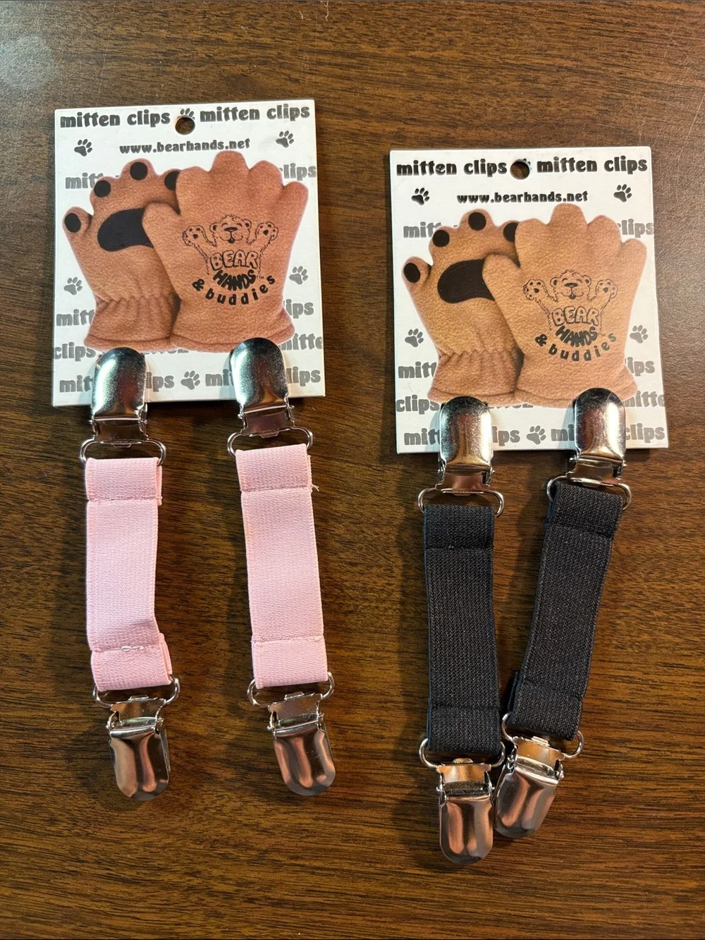 Bear Hands Buddies Kids Mitten Clips — Pink & Black